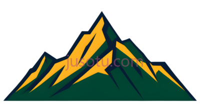 山峰,卡通,绿色,黄色, PNG