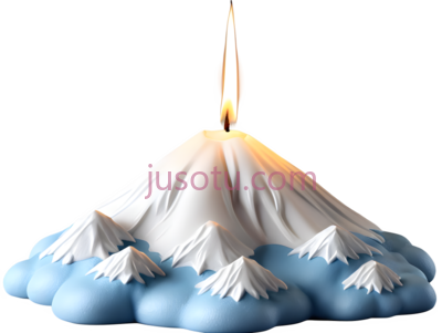 富士山,雪山,蜡烛,云朵, PNG