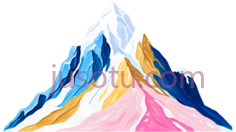山峰,插画,白色,蓝色,黄色,粉色PNG