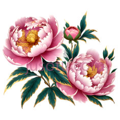 牡丹花,插画,粉色PNG