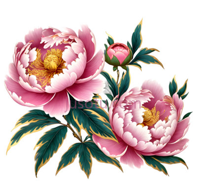 牡丹花,插画,粉色, PNG