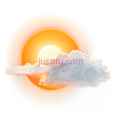 太阳,部分被云遮挡,橙色, PNG