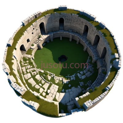斗兽场,古典建筑,灰色,绿色, PNG