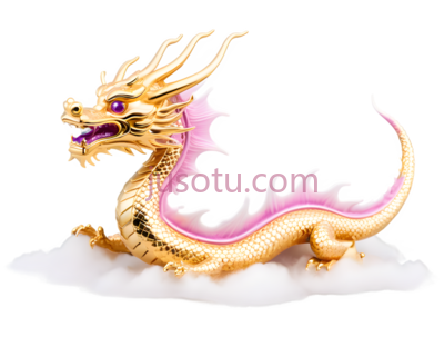 龙,卡通,金色,粉色, PNG