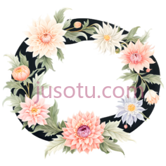 花环,水彩画,粉色,白色,蓝色PNG