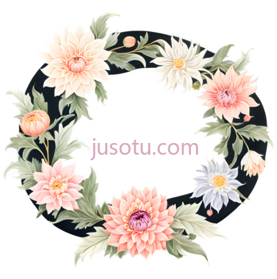 花环,水彩画,粉色,白色,蓝色, PNG