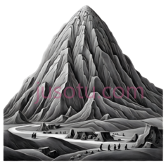 山峰,插画,黑白PNG