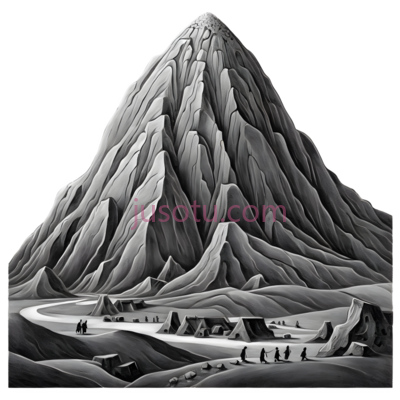 山峰,插画,黑白, PNG