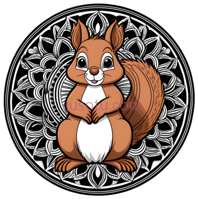 曼荼罗,松鼠,卡通, PNG