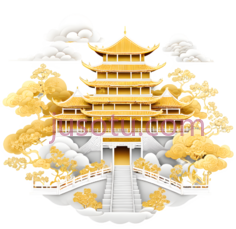 宫殿,中式建筑,金色PNG