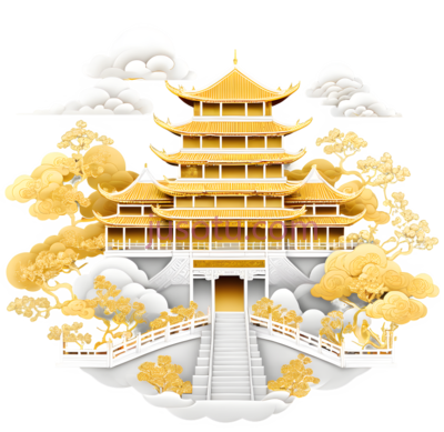 宫殿,中式建筑,金色, PNG