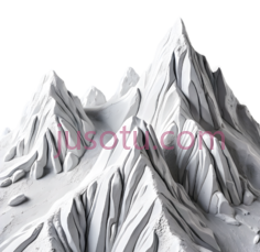 山脉,3D渲染,白色PNG