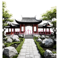 建筑,中式,灰色屋顶, 白色墙壁PNG