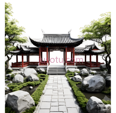 建筑,中式,灰色屋顶, 白色墙壁, PNG