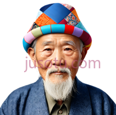 老人,服饰,蓝色外套, 多彩帽子PNG