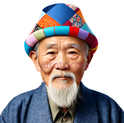老人,服饰,蓝色外套, 多彩帽子, PNG