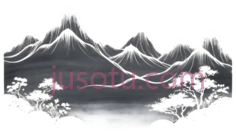 山水画,水墨画,黑白PNG