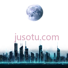 月亮,城市,插画,科幻,蓝色,黑色PNG