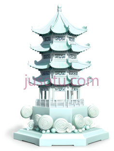 多层塔,中式建筑,白色PNG