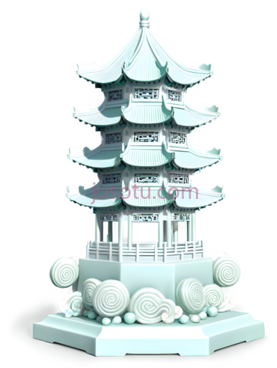 多层塔,中式建筑,白色, PNG