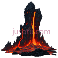 火山,插画,黑色,红色PNG
