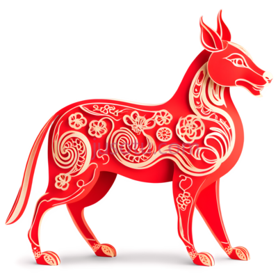 狗,中国风,红色, PNG