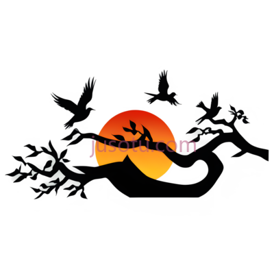 日落,鸟类, PNG