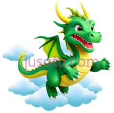 龙,卡通,绿色,黄色PNG