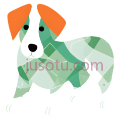 小狗,卡通,白色,绿色,橙色PNG