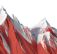 山峰,3D渲染,红色,白色PNG