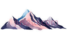 山峰,插画,蓝色,紫色,粉色PNG