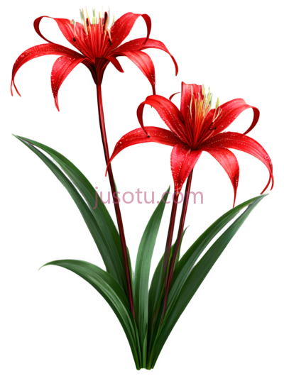 百合花,插画,红色, PNG