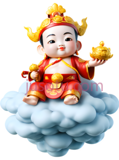 财神像,云上坐姿PNG