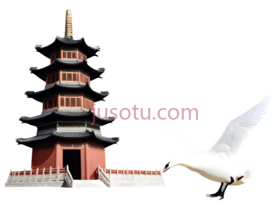 塔,中式建筑,红色,黑色, PNG