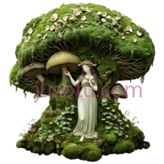 蘑菇树,幻想,绿色PNG