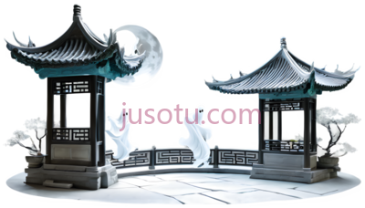 灯笼,中式建筑,白色,绿色, PNG