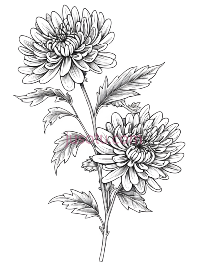 菊花,线条画,白色, PNG