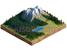山,3D建模,绿色,白色,蓝色PNG