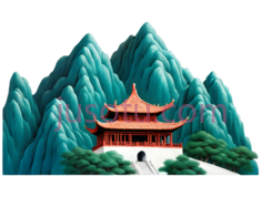 亭子,中式建筑,橙色屋顶,红色柱子PNG
