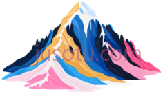 山,抽象,蓝色,粉色,黄色,白色PNG