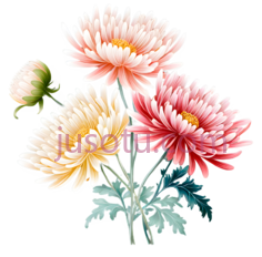 菊花,丝绸PNG