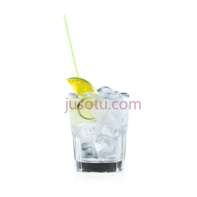 饮料,玻璃杯,白色吸管, 黄色柠檬片, PNG