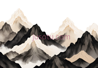 山峰,水墨画,白色,灰色,黑色, PNG