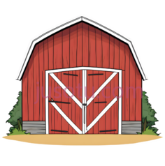 谷仓,卡通,红色PNG