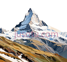 山峰,插画,白色,蓝色,棕色PNG