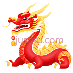 春节,财神,龙,红,卡通PNG