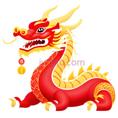 春节,财神,龙,红,卡通, PNG