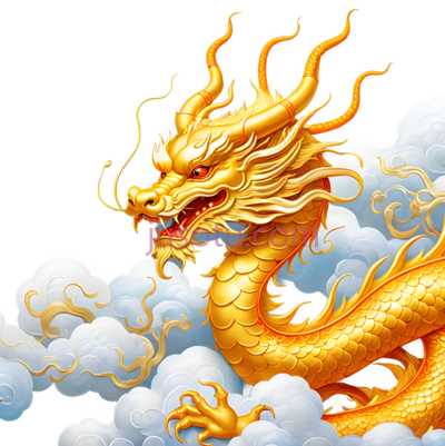 龙,中国,金色, PNG
