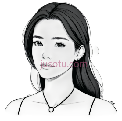 女性,插画,黑白, PNG
