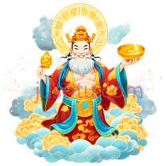财神,微笑,金锭PNG